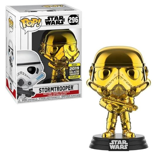 Funko POP! Star Wars - Stormtrooper - Gold Chrome (#296) - 2019 Galactic Convention EXCLUSIVE