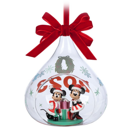 Disney Sketchbook Ornament (2023) - Santa Mickey & Minnie - Glass Drop