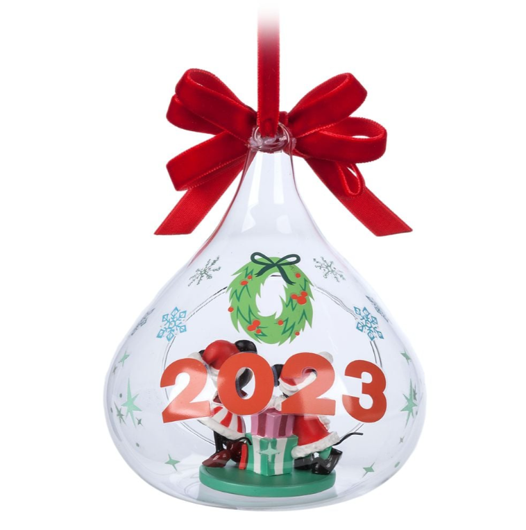 Disney Sketchbook Ornament (2023) - Santa Mickey & Minnie - Glass Drop